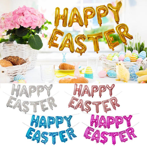 16 inch Large Happy Easter  Foil Balloon Set Banner Bunting Party Decoration